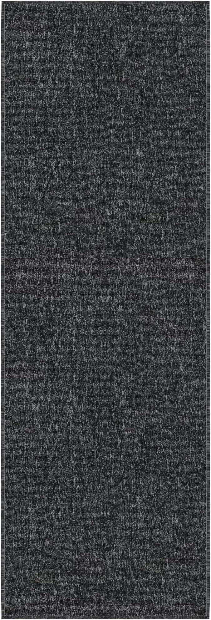Ottomanson 2' x 6' Ultra-Thin Hallway Runner Rug - Durable Non-Slip Carpet for High-Traffic Areas - Fits Under Doors for Seamless Entry - Ideal for Kitchen, Entryway, Bedroom & Living Room, Black