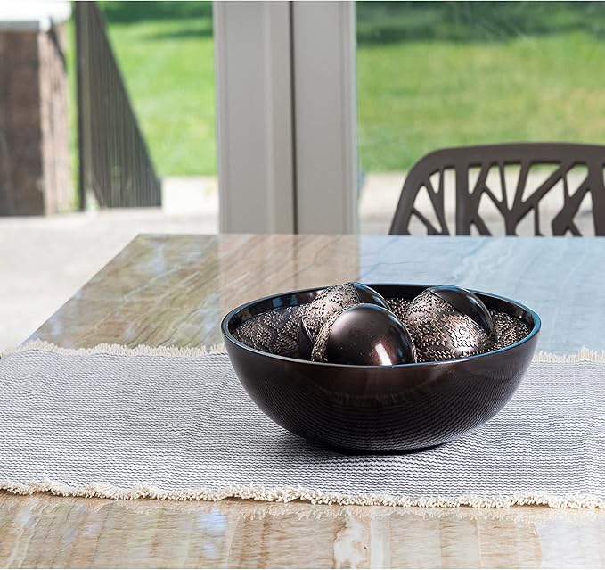 Creative Scents Dublin Brown Decorative Bowl with Orbs Set - Centerpiece Table Decorations - Coffee Table Decor - Home Decorations for Living Room Decor, Table Centerpieces for Dining Room Table
