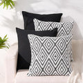 HPUK Decorative Throw Pillow Covers Set of 4 Geometric Design Linen Cushion Cover for Couch Sofa Living Room, 18"x18" inches, Black