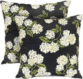 Decorative Throw Pillow Covers Set of 2 Black Hydrangea Pillow Covers 18x18 inch Super Soft Short Plush Square Floral Throw Pillows,Farmhouse Outdoor Pillow Covers for Couch Living Room