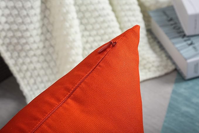 TangDepot Handmade Decorative Solid 100% Cotton Canvas Throw Pillow Covers/Cushion Covers, 45 Colors Available - (20" x20" , Deep Orange, 2 Count (Pack of 1))