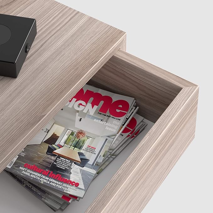 Mobili Fiver, Riccardo Floating nightstand, Pearled Elm, Made in Italy