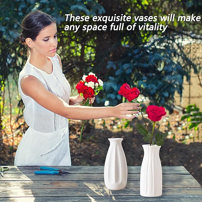 5'' White Ceramic Bud Vases Set of 10,Small Vases in Bulk for Flowers,Mini Vases for Centerpieces,Modern for Floral and Pampas Grass,Boho for Wedding,Party,Table Home Decor