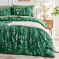 MUXHOMO Emerald Green Bed in a Bag King 7 Pieces, King Comforter Set Reversible Botanical Flowers Design, Ultra Soft & Breathable Bedding Sets with Comforter, Sheets, Pillowcases & Shams