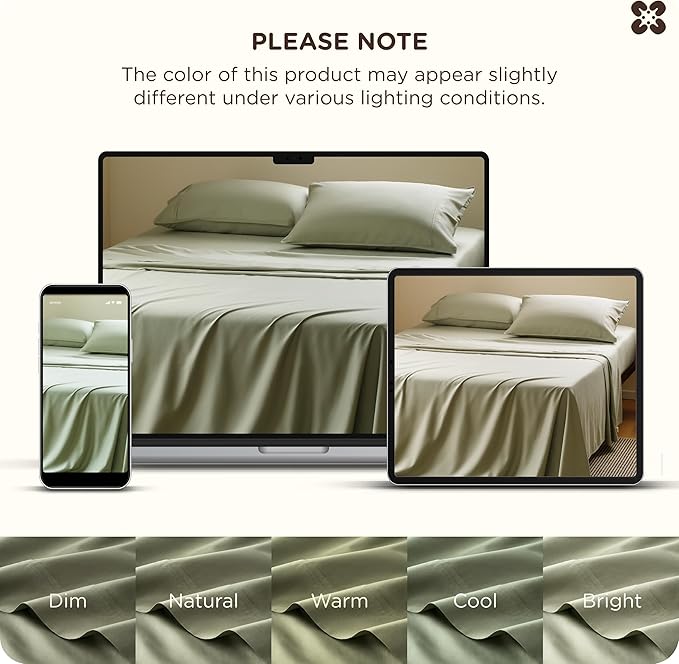 Bedsure Cooling Sheets, Rayon Derived from Bamboo & Cotton Blend, GentleSoft, Breathable, King Size Sheets Set, Deep Pocket Up to 18", Hotel Luxury Bedding for Hot Sleepers, Sage Green