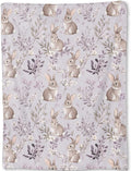Cute Bunny Blanket - Adorable Rabbit Pastel Lavender Floral Fleece Throw,Gifts for Kids Girls, Soft & Warm,Lightweight, for Modern Rustic Decor, Animal Lovers, and Room Home Accents 40x50in