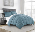 Chezmoi Collection 3-Piece All Season Oversized Queen Comforter Set China Blue, Soft Quilted Down Alernative Duvet Insert with Corner Tabs, Lightweight Microfiber Bedding, 92 x 96 Inches
