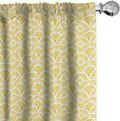 Ambesonne Abstract Window Curtains, Hand Drawn Vintage Half Circles Sun Themed Bohemian Ornamental Vibrant Pattern, Lightweight Decor 2-Panel Set with Rod Pocket, Pair of - 28" x 95", White and Yellow