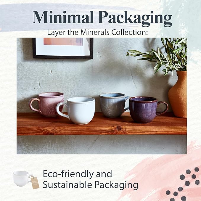 Portmeirion Minerals Mug, Moonstone - 12oz Stoneware Coffee Cup, Sturdy Ceramic Mug, Microwave, Dishwasher, Freezer, Oven Safe - Artisan Made Drinkware for Tea, Expresso, Latte