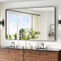 TETOTE 60 x 36 Black Mirror for Bathroom Large Black Framed Mirror for Bathroom, Tempered Glass, Wall Mounted, Entryway, Bedroom, Living Room(Horizontal/Vertical)