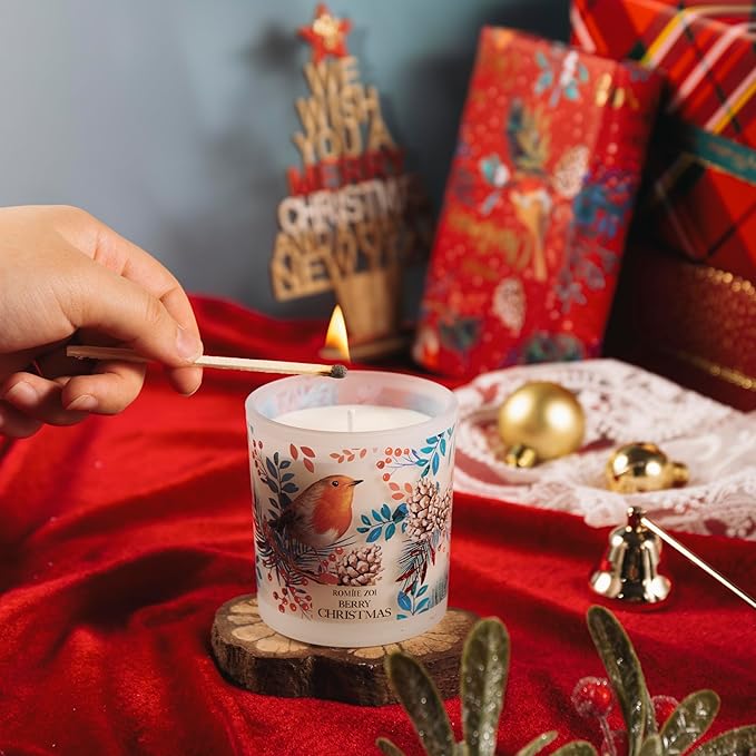 ROMIIE ZOI Christmas Scented Jar Candle - 6oz Soy Wax Candle - Berry Christmas Infused with Holiday Floral Aroma - with Beautiful Keepsake Box Special for Christmas/Holiday Gifts
