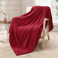 Exclusivo Mezcla Fleece Throw Blanket Extra Large, Super Soft and Warm Blankets for Couch, Sofa and Bed Waffle Textured, Cozy, Fuzzy and Lightweight (Deep Red, 50x70 Inches)
