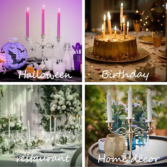 3 Metal Candelabra – Candlesticks Holder for Formal Events, Wedding, Church, Holiday Décor, Halloween – Taper Candle Holder Stand Centerpiece Elegant Decoration Piece for Table,Pure Black
