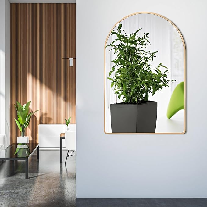 20x28 inch Gold Arched Mirror for Bathroom Vanity Mirror or Wall Decor Arch Mirror Brushed Metal Frame Wall Mounted Mirror for Bathroom LivingRoom Bedroom Entryway