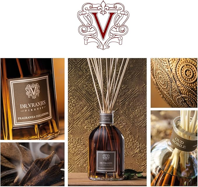 Dr. Vranjes - Oud Nobile 500 ml Refill + Double Pack of White Sticks (3 Pieces Bundle) - Luxury Home Fragrance, Made in Italy, Main Scent: Oriental, Olfactory Pyramid: Bergamot, Oud, Myrrh