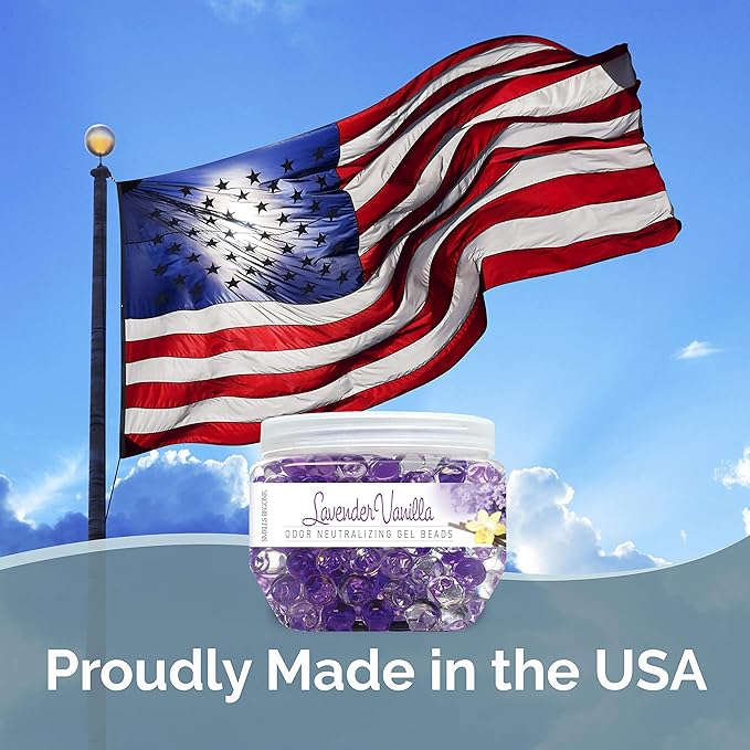 SMELLS BEGONE Odor Eliminator Gel Beads - 12 oz, Pack of 2 - Eliminates Odor in Bathrooms, Cars, Boats, RVs & Pet Areas - Air Freshener - Made with Essential Oils - Lavender Vanilla Scent