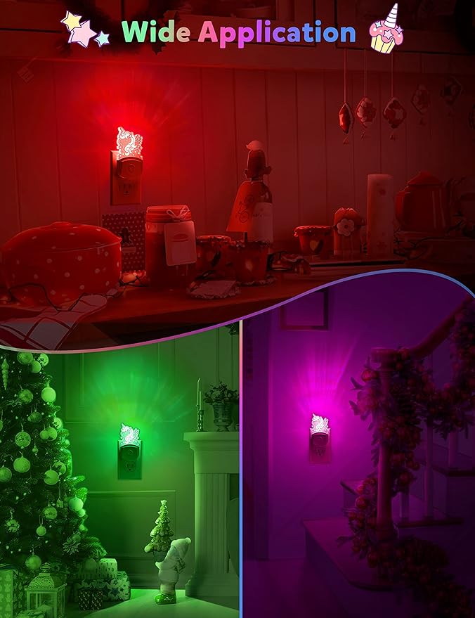 Cute Night Light for Kids [2 Pack], Plug in Night Light, 8 Color Changing Baby Night Light with Dusk to Dawn Sensor, Nightlights for Children, LED Night Lights for Kids Girls Bedroom, Gifts for Girls