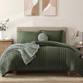 Monbix King Size Comforter Set - 7 Pieces Bed in a Bag King, Olive Green Bedding Sets with Comforter, All Seasons Down Alternative Comforter Bed Set with Sheets, Pillowcases & Shams