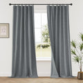 KangBang Extra Wide Blackout Curtains 72W, Faux Linen Back Tab Loop Pocket Pleated Light Blocking Black Out Drapes for Living Room Sliding Patio Door 8 FT Tall (Grey, W72xL96,2 Panels)