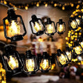 AceList 20 LED Black Lantern String Lights Mini Kerosene Lamp for Indoor Outdoor Patio Garden Holiday Home Ramadan Wedding Party Christmas Tree New Year Decorations(Warm White Light)