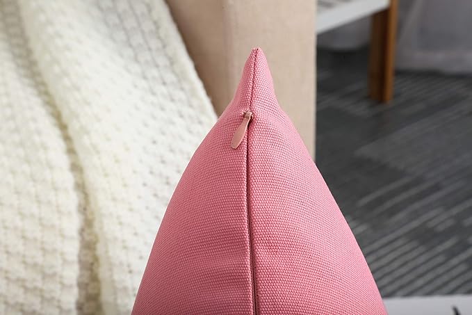 TangDepot Handmade Decorative Solid 100% Cotton Canvas Throw Pillow Covers /Pillow Shams, (18" x18" , Pink, 1 Count (Pack of 1))