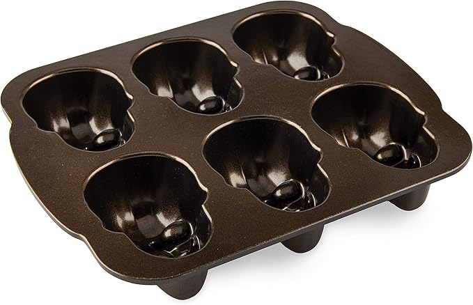 Nordic Ware Halloween Bakeware, Haunted Skull Cakelet Pan, Bronze