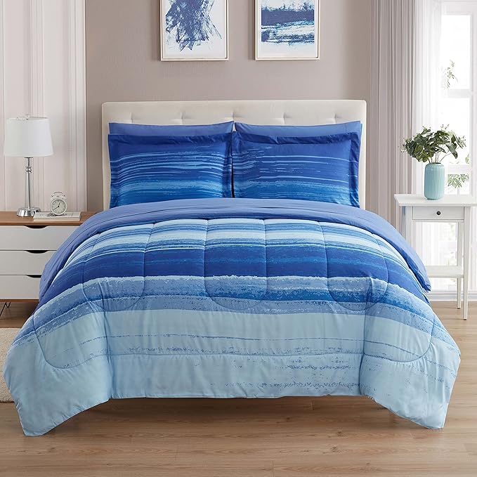 Sweet Home Collection 7 Piece Comforter Set Bag Solid Color All Season Soft Down Alternative Blanket & Luxurious Microfiber Bed Sheets, Siena, King