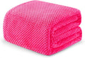 Exclusivo Mezcla Fleece Bed Blanket Queen Size, Super Soft and Warm Blankets for Couch, Sofa and Bed Waffle Textured, Cozy, Fuzzy and Lightweight (Hot Pink, 90x90 Inches)
