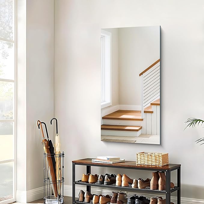Frameless Mirror, 24x48 Inch Large Bathroom Mirrors for Wall Over Sink, Upgraded Shatterproof Vanity Mirror with Polished Edge for Bathroom,Bedroom,Living Room and Entryway
