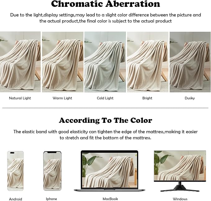 NEWCOSPLAY Super Soft King Blanket Linen Premium Silky Flannel Fleece Leaves Pattern Lightweight Bed Blanket All Season Use (Linen, King(90"x110"))