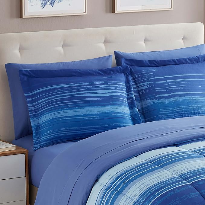 Sweet Home Collection 7 Piece Comforter Set Bag Solid Color All Season Soft Down Alternative Blanket & Luxurious Microfiber Bed Sheets, Siena, King