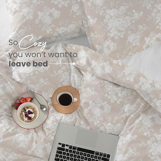 Martex EcoPure Comfort Wash 2-Piece Print Twin Comforter Set – 100% Organic Cotton - All-Season - Breathable & Lightweight – Easy Care – Sienna