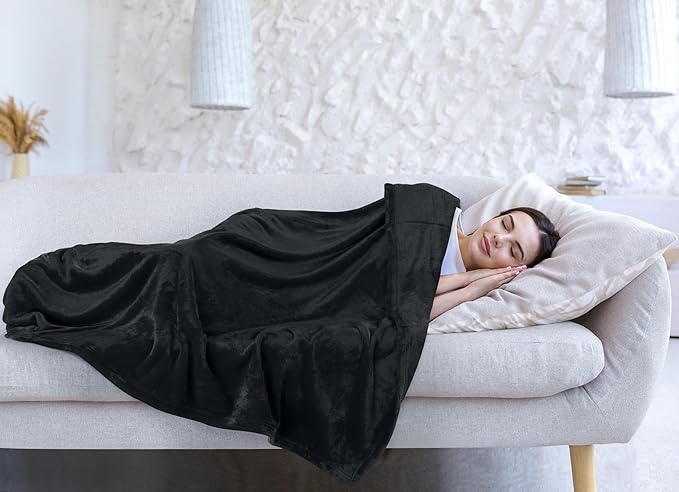 Utopia Bedding Fleece Blanket California King Size Black 300GSM Luxury Fuzzy Soft Anti-Static Microfiber Bed Blanket (102x96 Inch)