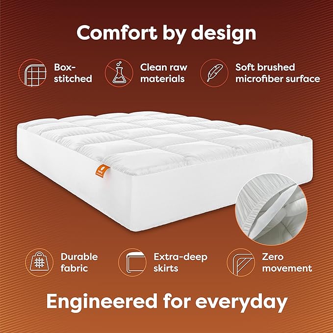 HOSPITOLOGY PRODUCTS Hypoallergenic Mattress Cover- Overstuffed - Deep Pocket - Goose Down Alternative Pillow Top Mattress Topper King - 78" W x 80" L