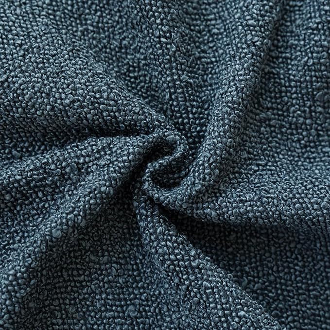 Foindtower Decorative Textured Boucle Throw Pillow Covers Accent Solid Pillow Cases Neutral Soft Cozy Couch Cushion Case for Chair Sofa Bedroom Living Room Home Decor 22x22 Inch,1PC,Dark Blue