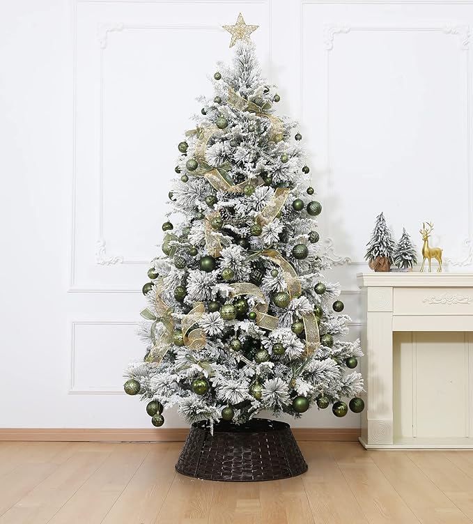 Christmas Ball Ornaments Dark Green Christmas Tree Decorations with Hang Rope-36pcs Shatterproof Christmas Ornaments Set with 6 Styles in 3 Sizes(Small Medium Large)