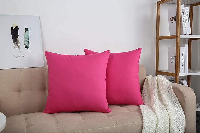 TangDepot Handmade Decorative Solid 100% Cotton Canvas Throw Pillow Covers/Pillow Shams, (28" x28" , Hot Pink, 1 Count (Pack of 1))