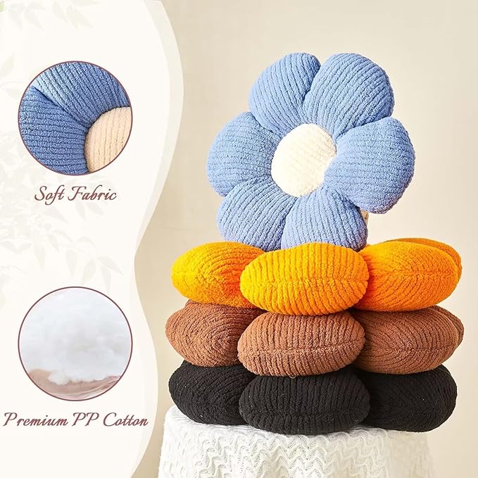 Flower Throw Pillow, Soft Brown 19.6" Shaped Floor Pillow for Home Decor, Cute Aesthetic Plush Decorative Pillows for Bed, Sofa, Couch