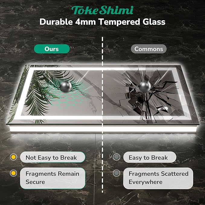 TokeShimi LED Bathroom Mirror 84 x 40 Lighted Bathroom Vanity Mirror with Lights,Brighter Frontlit and Backlit Light up Anti Fog Mirror