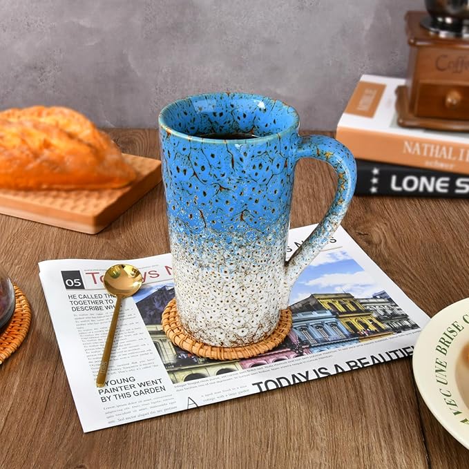 20oz Porcelain Coffee Mugs Set of 4, Large Tall Coffee Mugs with Handles, Modern Ceramic Coffee Cups for Coffee, Tea, Cocoa, Milk, Gifts for Women Men