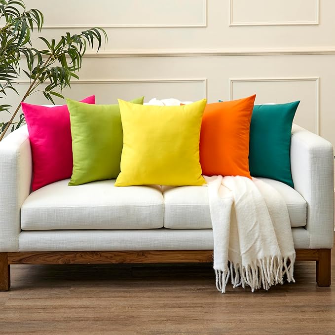 Encasa XO Throw Pillow Covers 18x18 in Set of 2 Emerald | No Inserts | Cotton Pillow Covers for Living Room, Bed, Sofa, Couch | Decorative Cushion Covers with Improved Zippers