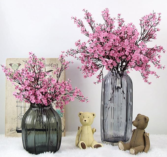 JAKY-Global Babys Breath Fabric Cloth Artificial Flowers 6 Bundle European Fake Silk Plants Decor Wedding Party Decoration Bouquets Real Touch DIY Home Garden(Pink)