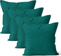 Encasa XO Throw Pillow Covers 20x20 in Set of 4 Emerald | No Inserts | Cotton Pillow Covers for Living Room, Bed, Sofa, Couch | Decorative Cushion Covers with Improved Zipper