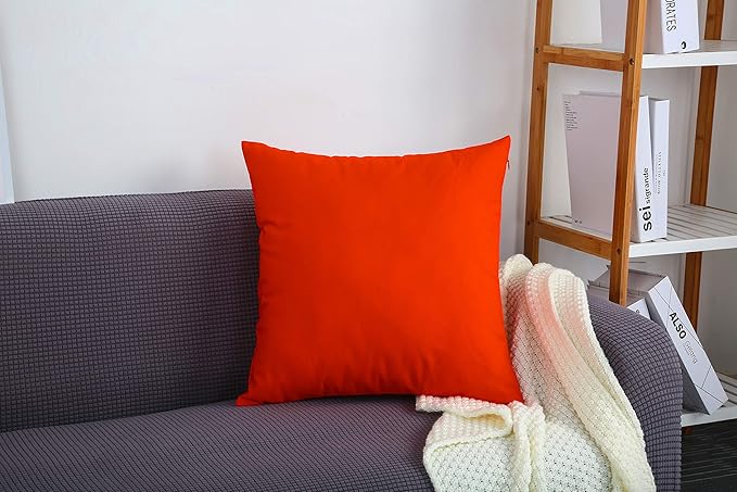 TangDepot Handmade Decorative Solid 100% Cotton Canvas Throw Pillow Covers/Pillow Shams, (28" x28" , Red Orange, 1 Count (Pack of 1))