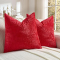 FUTEI Red Flannel Throw Pillow Covers 20x20 Inch Set of 2,Soft Dimensional Textured Cushion Cases,Modern Home Decor for Couch Living Room