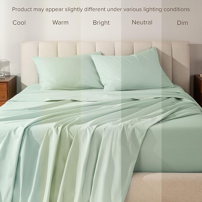 Bare Home 100% Organic Cotton Twin XL Sheet Set - Crisp Percale Weave - Lightweight & Breathable - Bedding Sheets & Pillowcases (Twin XL, Willow)