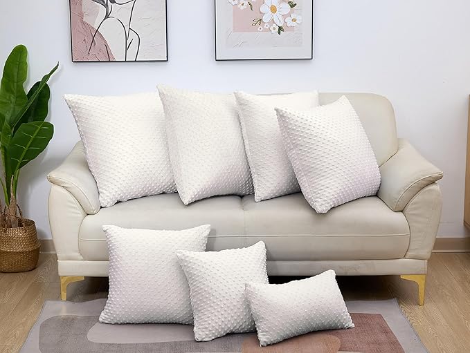 2 Packs Throw Pillow Covers, Neutral Decorative Couch Pillow Cover for Living Room Bed Sofa Rustic Farmhouse Boho Home Decor, Soft Plush Cushion Case Slipcover (Beige, 12"x 20")
