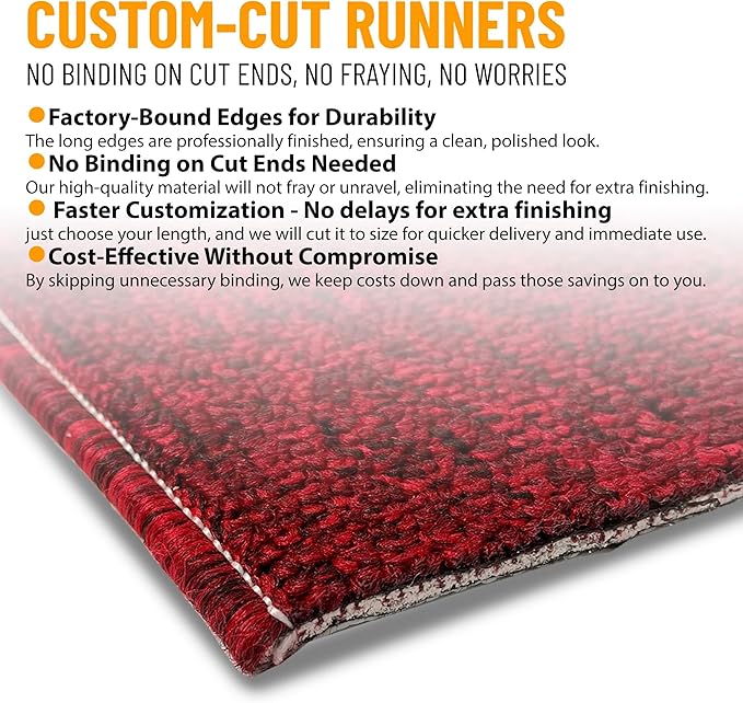 Ottomanson 2'7" x 7' Ultra-Thin Hallway Runner Rug - Durable Non-Slip Carpet for High-Traffic Areas - Fits Under Doors for Seamless Entry - Ideal for Kitchen, Entryway, Bedroom & Living Room, Red