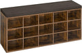 VASAGLE CUSTOS Collection - Shoe Bench, Storage Bench with Padded Seat, Entryway Bench with 15 Compartments, for Bedroom, 11.8 x 41.3 x 18.9 Inches, Rustic Brown and Chestnut Brown ULHS15BX