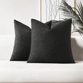 HAUSSY Set of 2 20x20 Decorative Throw Pillow Covers, Soft Cozy Textured Boucle Couch Cases, Home Decor for Couch Bed Living Room, Black